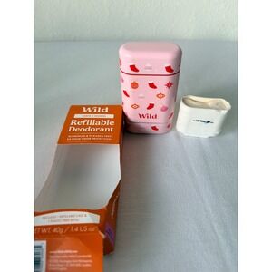 Wild Refillable Deodorant Case and 1 Refill toffee apple  Pink Holiday case